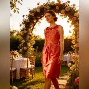 Adrianna Papell Women’s Rosette Neck Taffeta Sheath Dress Item 0324